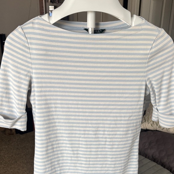 Ralph Lauren Striped White and Light Blue Top SZ S/P - Picture 2 of 4
